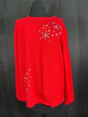 Plus Size Christmas Holiday Red Sweater Jumper Sequence Snowflakes XXL (20)